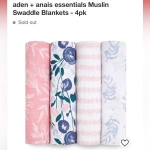aden + anais essentials Muslin Swaddle Blankets - 4pk Flowers Bloom